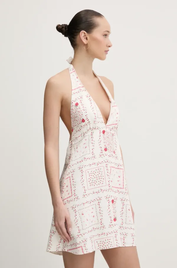 Hollister Co. Lanena obleka Hollister Co. bež barva, KI359-5067