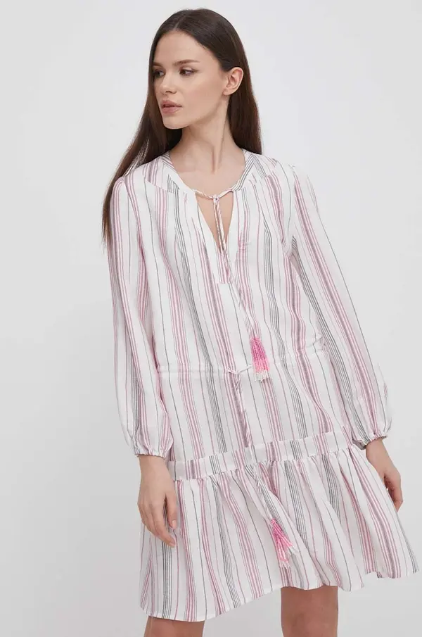 Pepe Jeans Lanena obleka Pepe Jeans