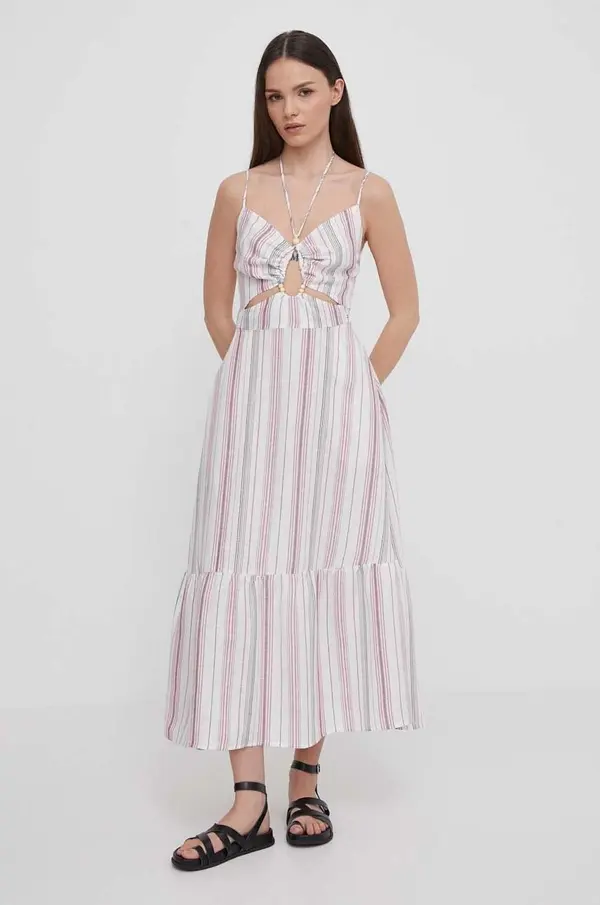 Pepe Jeans Lanena obleka Pepe Jeans