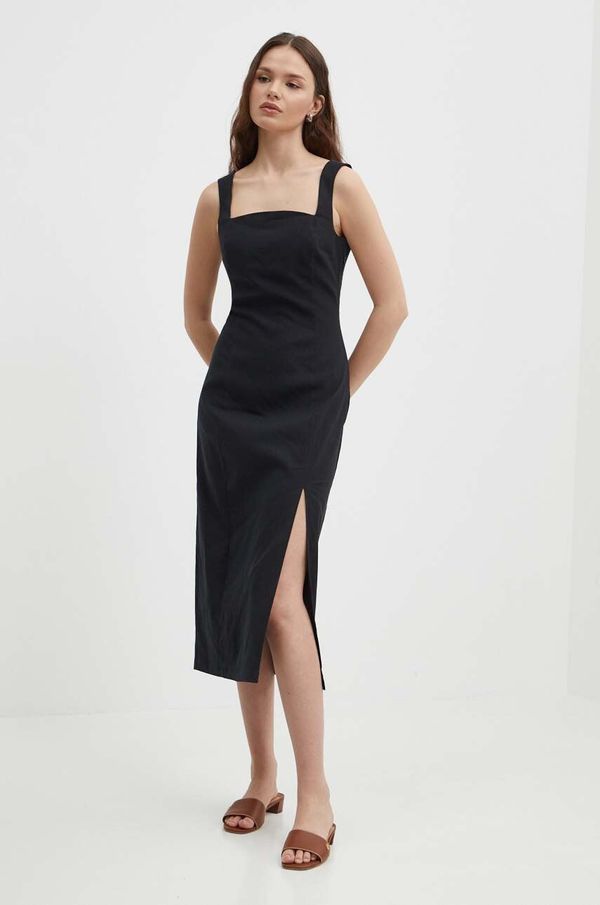 Sisley Lanena obleka Sisley črna barva