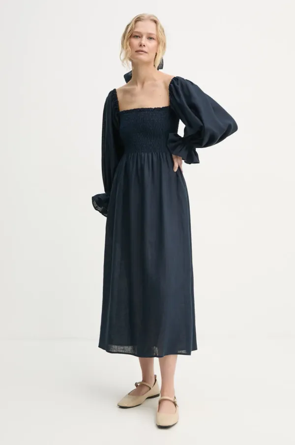 The Sleeper Lanena obleka The Sleeper mornarsko modra barva, SL001AL