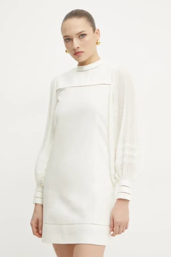 Twinset Lanena obleka Twinset bež barva, 251TP2061