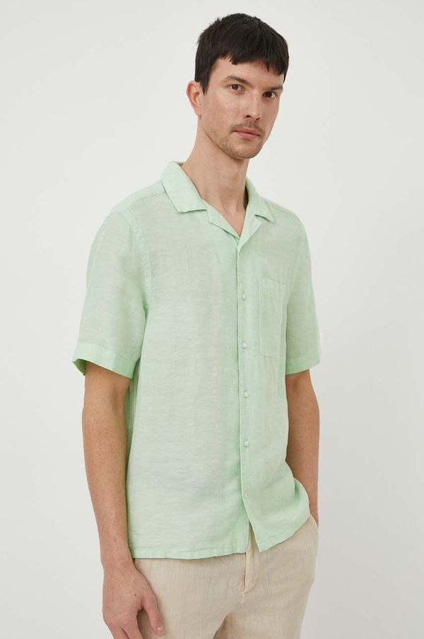 Calvin Klein Lanena srajca Calvin Klein zelena barva