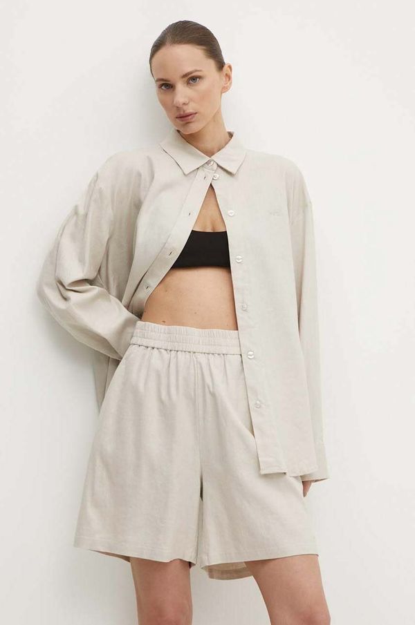 Gestuz Lanena srajca Gestuz bež barva, 10909102