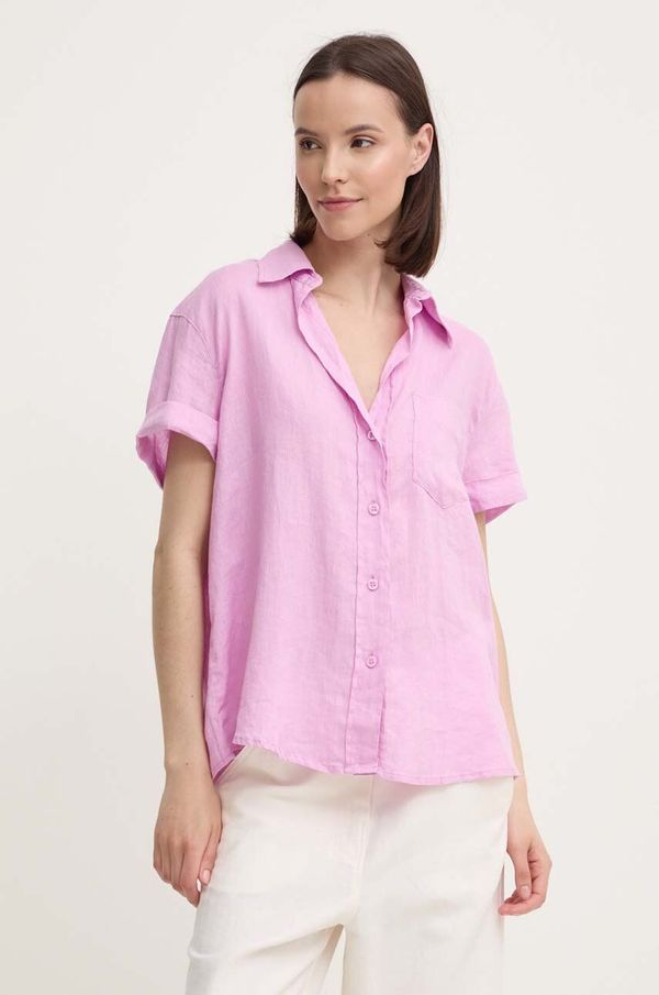 Sisley Lanena srajca Sisley roza barva