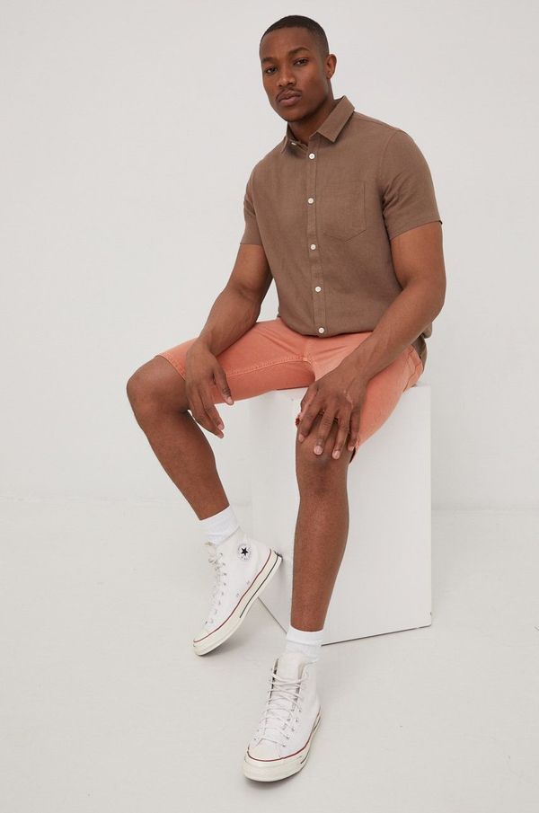 Solid Lanena srajca Solid moška, rjava barva,