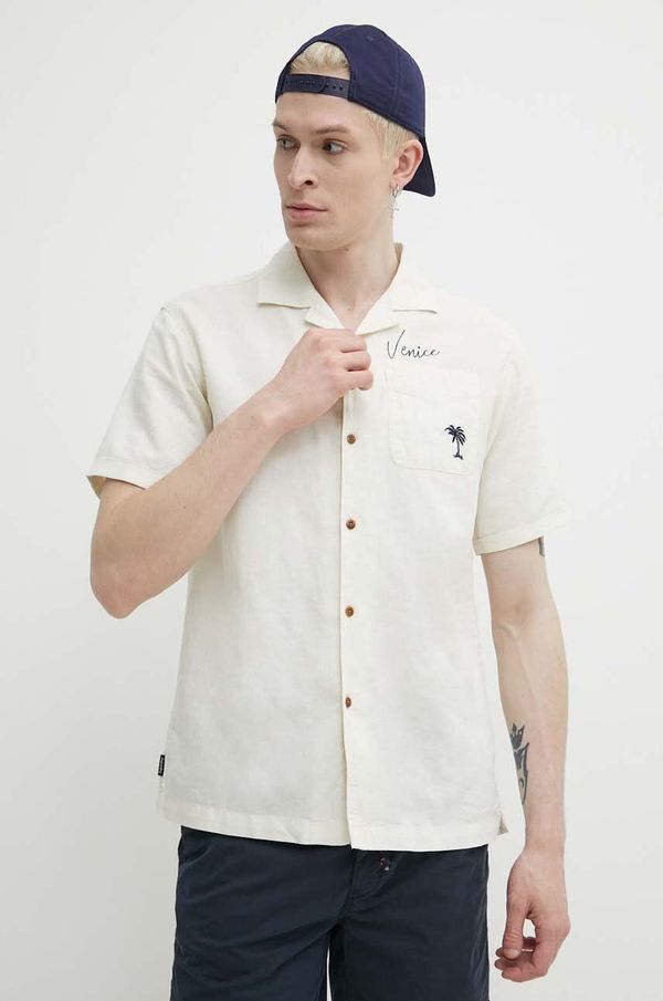 Superdry Lanena srajca Superdry bež barva