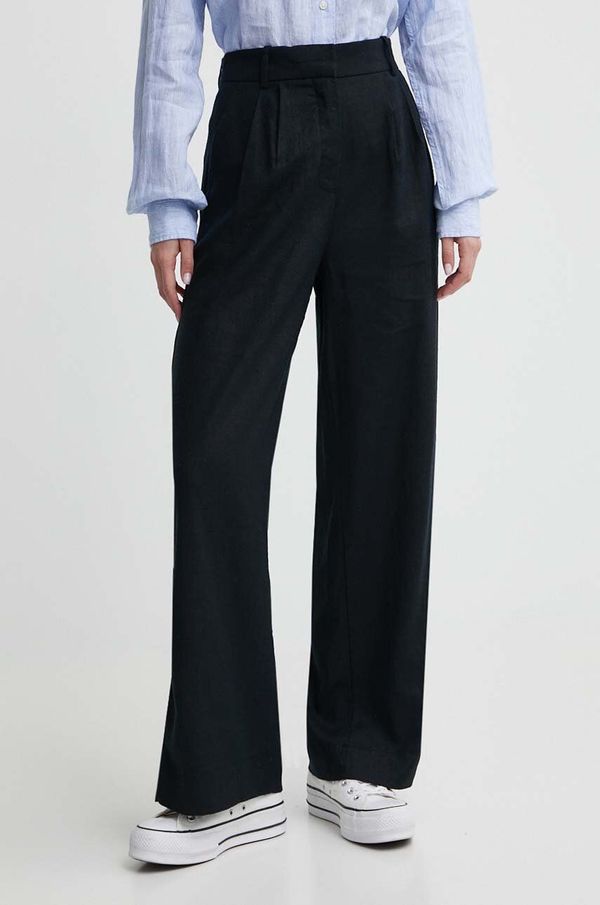 Abercrombie & Fitch Lanene hlače Abercrombie & Fitch črna barva