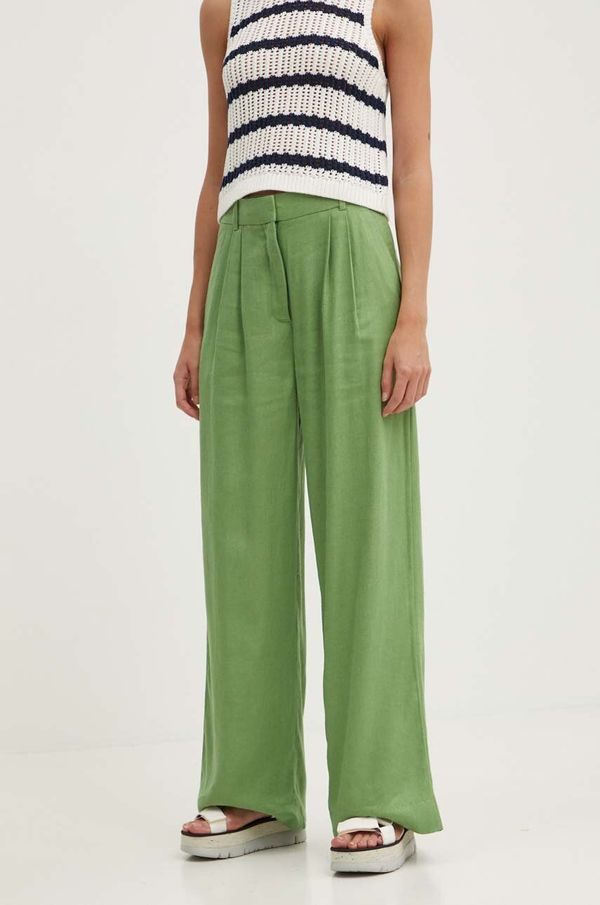 Abercrombie & Fitch Lanene hlače Abercrombie & Fitch zelena barva