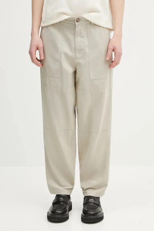 Barbour Lanene hlače Barbour Barbour Natural Linen Blend Trouser