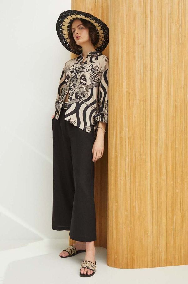 Medicine Lanene hlače Medicine ženski, črna barva