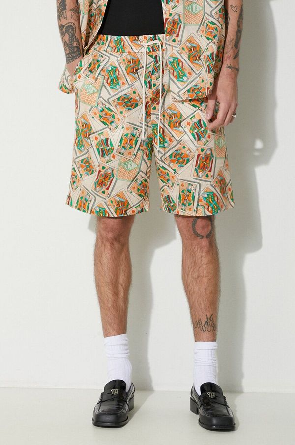 Drôle de Monsieur Lanene kratke hlače Drôle de Monsieur Le Short Jeu de Cartes oranžna barva, D-BS138-LI002-PC