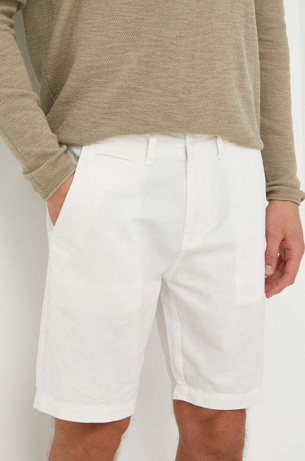 Guess Lanene kratke hlače Guess ECO LINEN bela barva, M4GB59 WG8B0