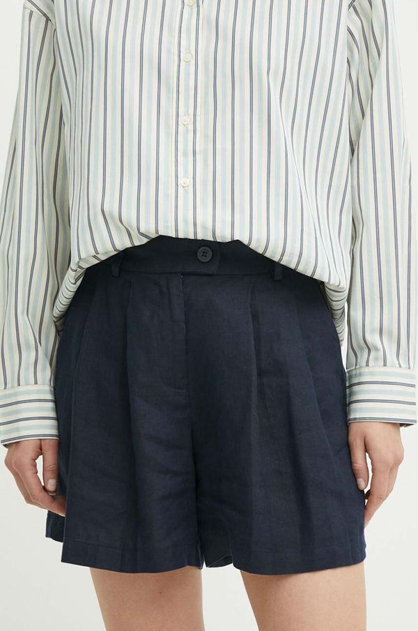 Sisley Lanene kratke hlače Sisley mornarsko modra barva