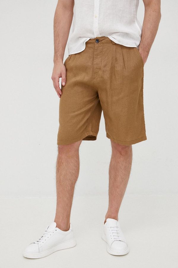 Sisley Lanene kratke hlače Sisley moško, rjava barva