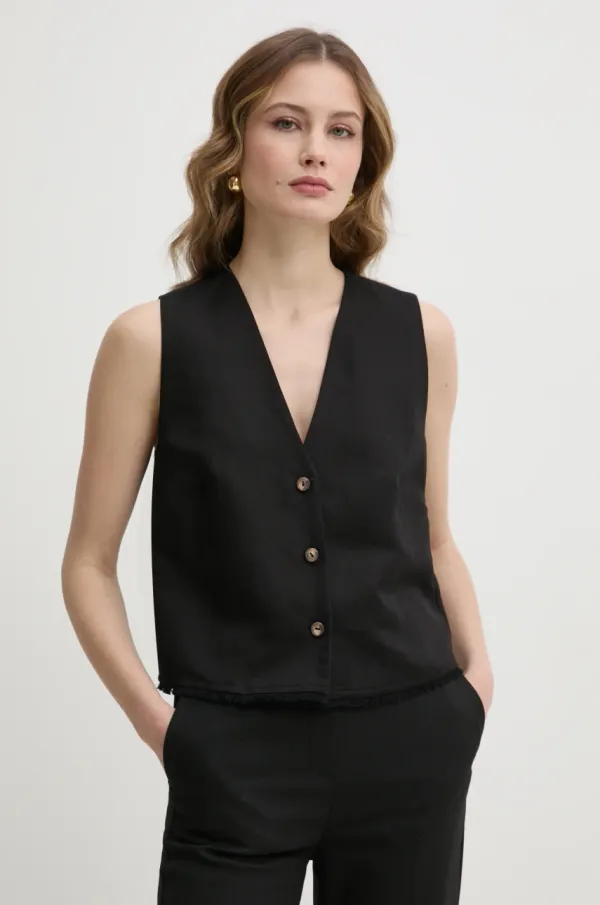 Ivy Oak Laneni telovnik Ivy Oak črna barva, IO112358