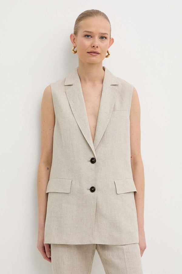 Marella Laneni telovnik Marella bež barva