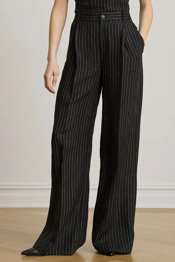 Lauren Ralph Lauren Lauren Ralph Lauren hlače s širokimi hlačnicami ženske lanene