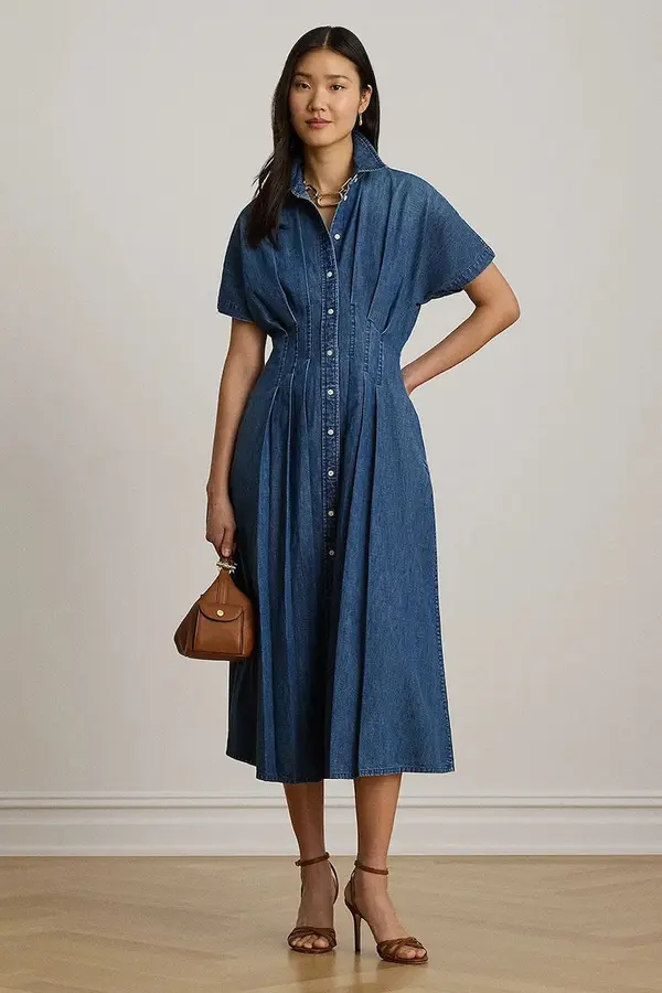 Lauren Ralph Lauren Lauren Ralph Lauren obleka A-kroja denim