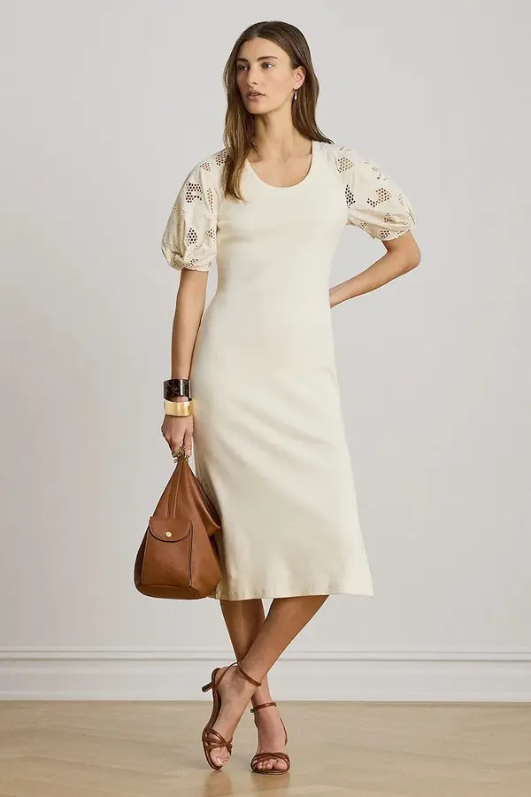 Lauren Ralph Lauren Lauren Ralph Lauren obleka bombažna z elastanom