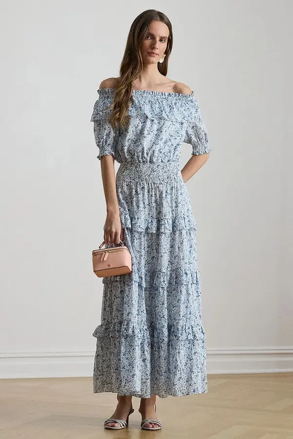 Lauren Ralph Lauren Lauren Ralph Lauren obleka z odkritimi rameni bombažna
