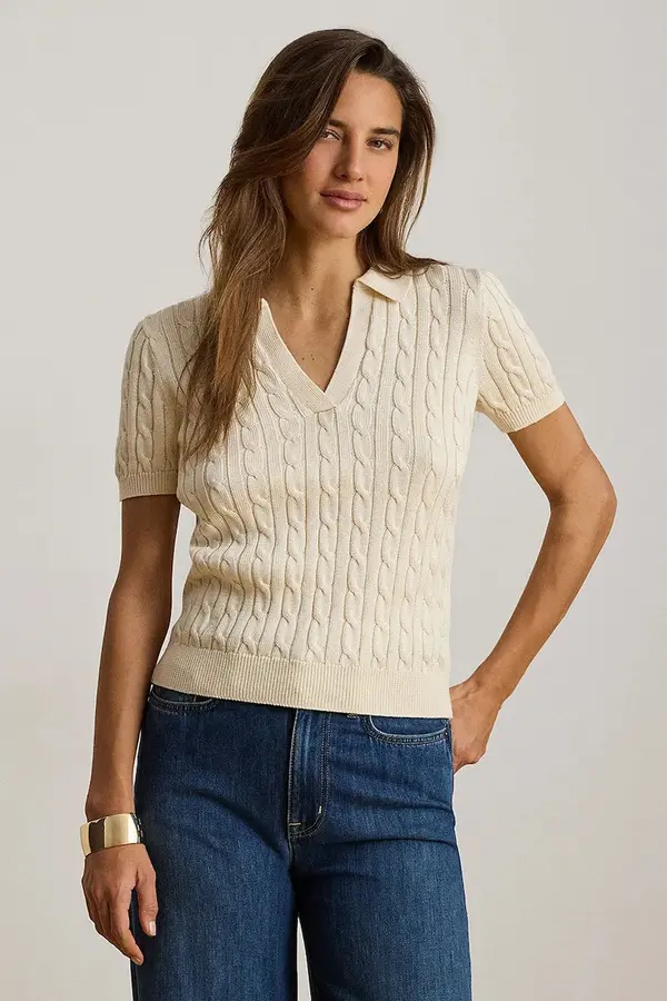 Lauren Ralph Lauren Lauren Ralph Lauren pulover s kratkimi rokavi ženski z viskozo