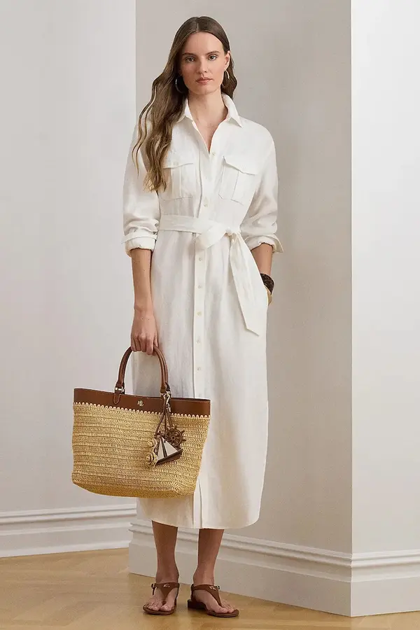 Lauren Ralph Lauren Lauren Ralph Lauren srajčna obleka lanena