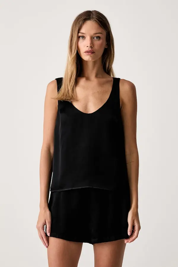 Le Privé Le Privé bluza z naramnicami ženska viskozna PAULETTE TOP NOIR