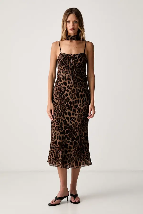 Le Privé Le Privé poletna obleka viskozna JANELLE CHIFFON LEOPARD