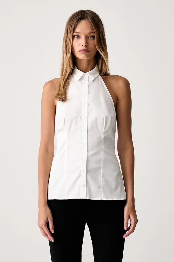 Le Privé Le Privé srajčna bluza ženska bombažna z elastanom BRICE SHIRT BLANC