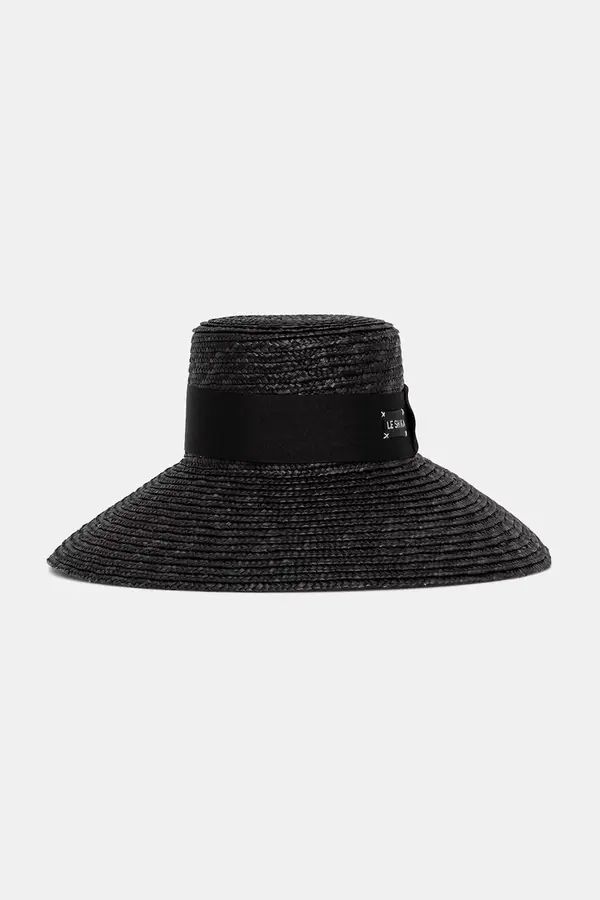 LE SH KA headwear LE SH KA klobuk s širokim robom ženski Black Straw Veil