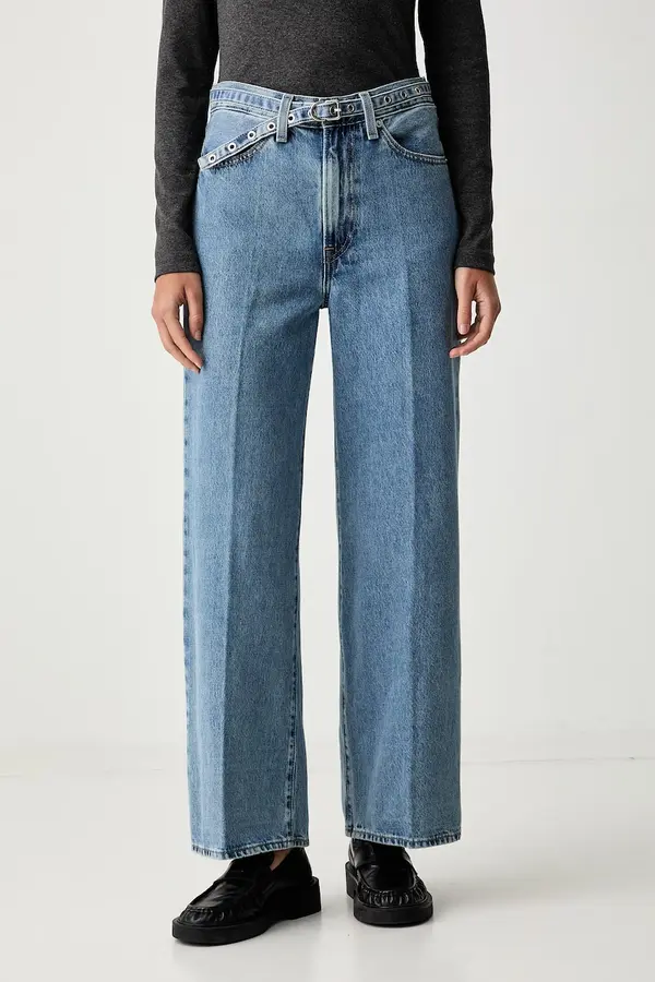 Levi's Levi's kavbojke s širokimi hlačnicami ženske RIBCAGE WL BELTED