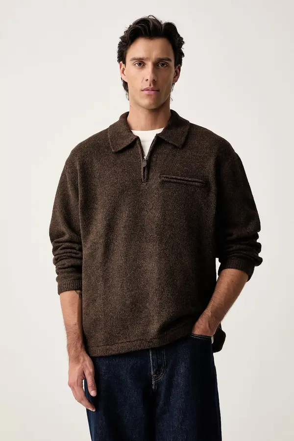 Levi's Levi's pulover moški z dodatkom volne BOULDER COLLARED HALF ZIP