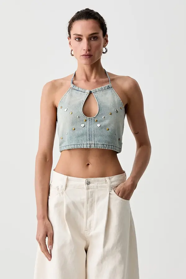 Levi's Levi's top ženski denim ROAD WORN HALTER x PRIDE