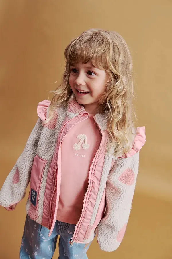 Liewood Liewood kratka jakna otroška Noam Pile Jacket w Frill