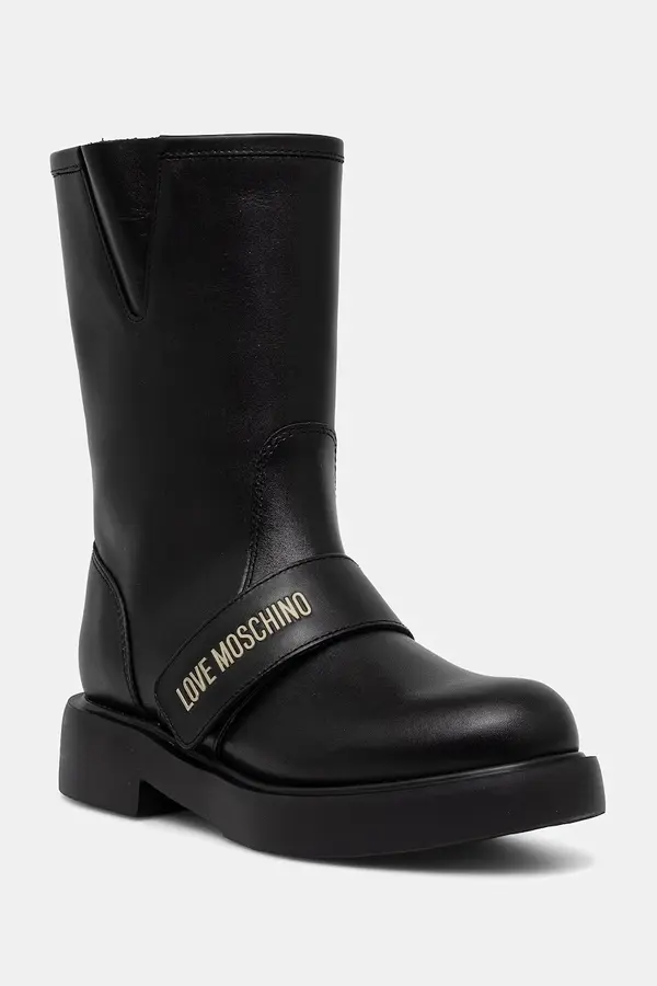 Love Moschino Love Moschino gležnarski čevlji z ravnim podplatom ženski usnjeni