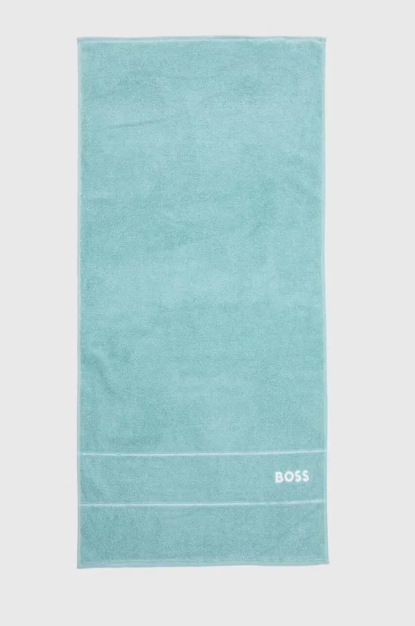 BOSS Majhna bombažna brisača BOSS Plain Aruba Blue 50 x 100 cm