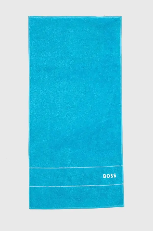 BOSS Majhna bombažna brisača BOSS Plain River Blue 50 x 100 cm