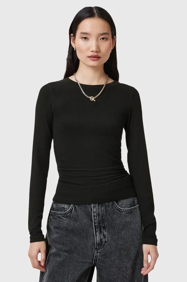 AllSaints Majica AllSaints BEC ženska, črna barva, W067JC