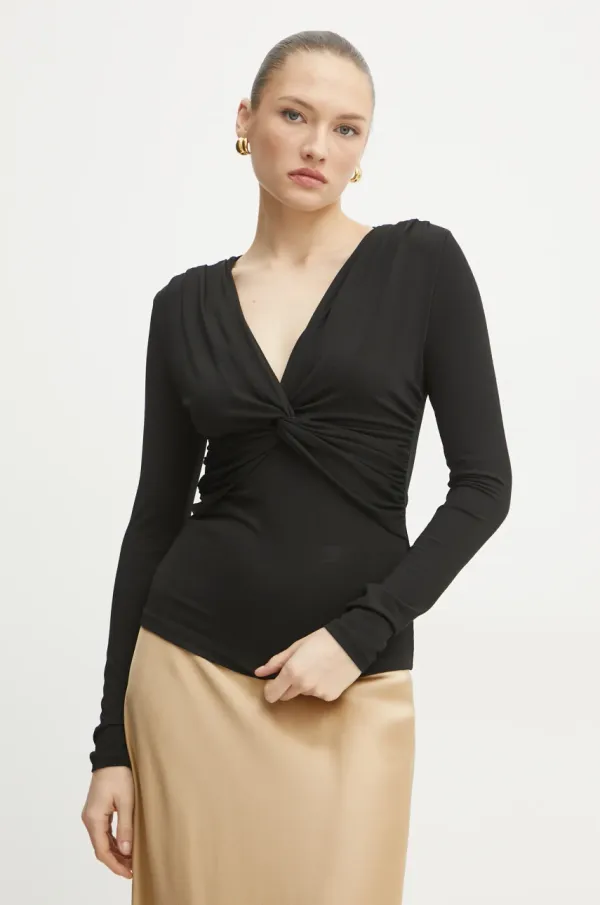 BOSS Majica BOSS ženska, črna barva, 50534546