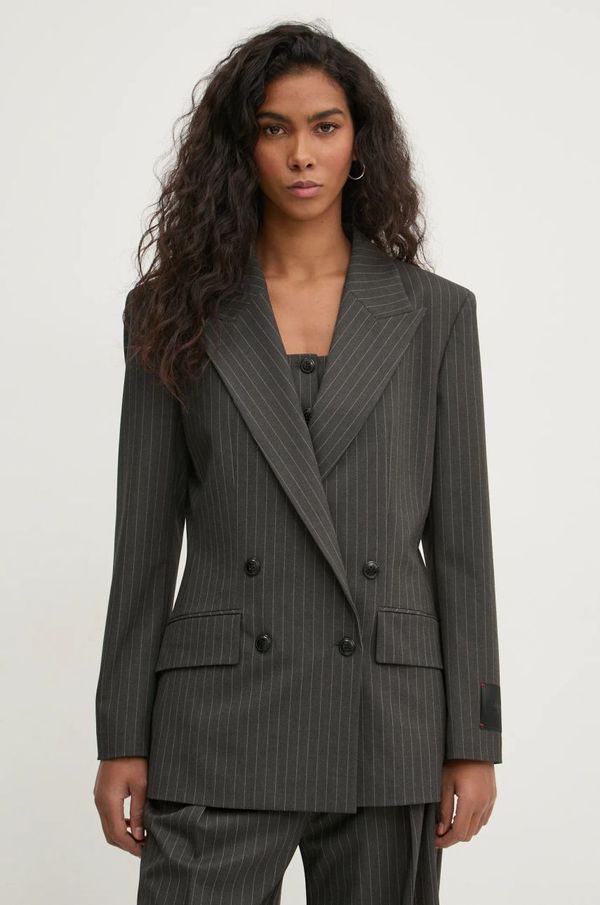 HUGO Majica HUGO ženska, siva barva, 50530460