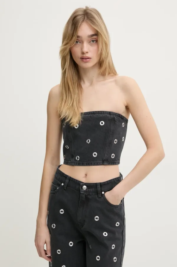 Rotate Majica iz jeansa Rotate 0 ženska, siva barva, 1140052998