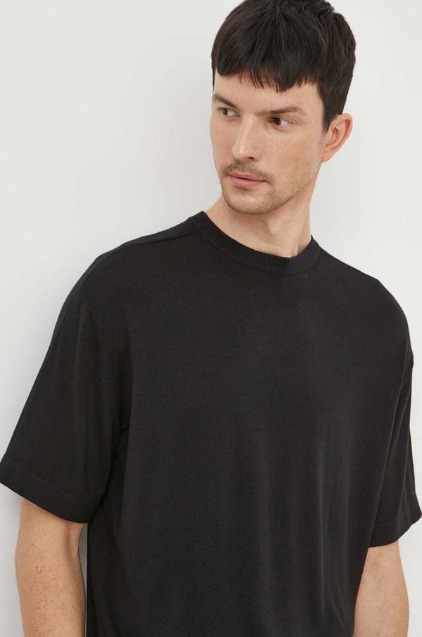 Calvin Klein Majica iz mešanice svile Calvin Klein črna barva