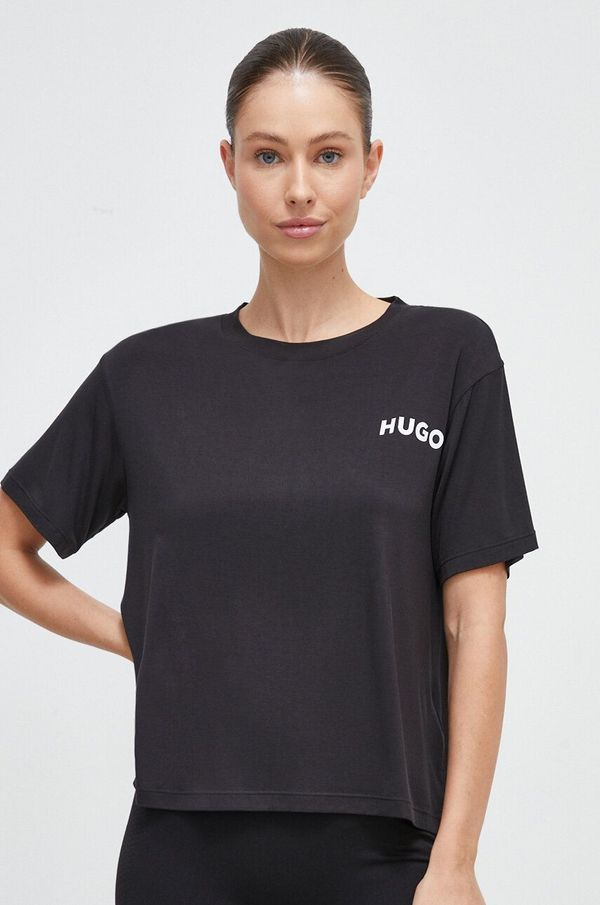 Hugo Majica lounge HUGO črna barva