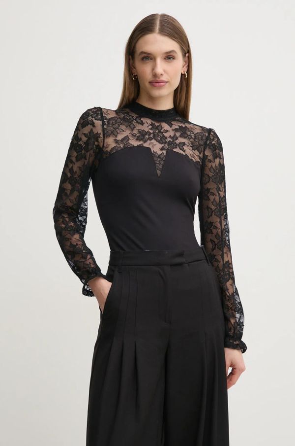 Morgan Majica Morgan TIMEL ženska, črna barva, TIMEL