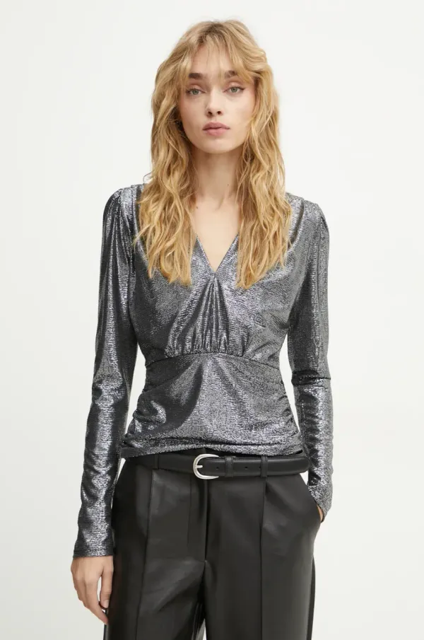 Morgan Majica Morgan TSILVER ženska, srebrna barva, TSILVER