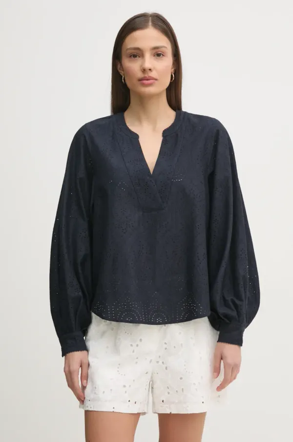 Mos Mosh Majica Mos Mosh ženska, mornarsko modra barva, 169430