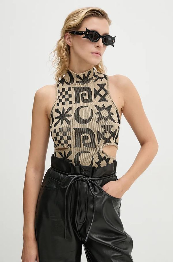 Nanushka Majica Nanushka MARAJ ženska, bež barva, NW24PFTP23699