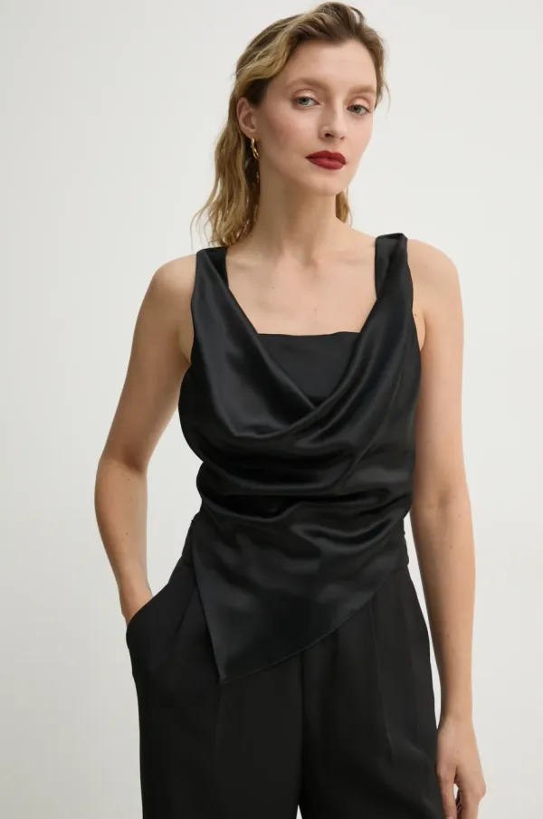 Nanushka Majica Nanushka PETRA ženska, črna barva, NW22CRTP02599