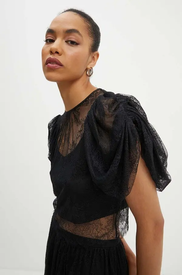 Rotate Majica Rotate Lace Puff Sleeve Top